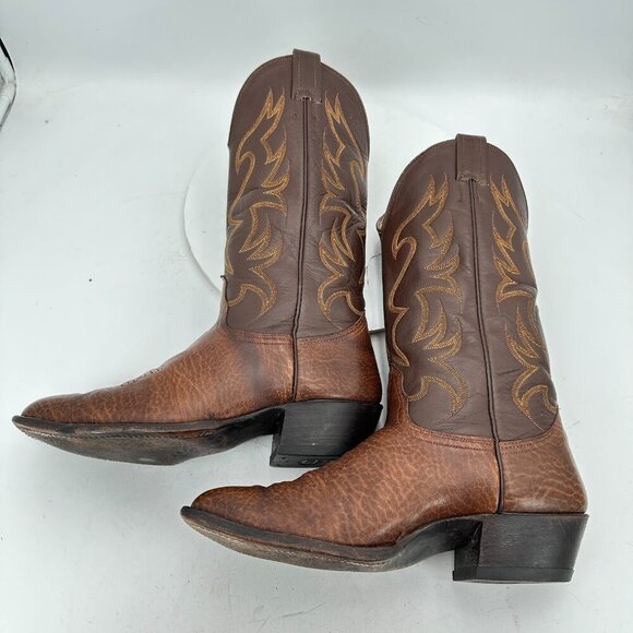 Nocona Men Size 9D Brown Leather Pull On Cowboy Western Boot - Picture 7 of 14